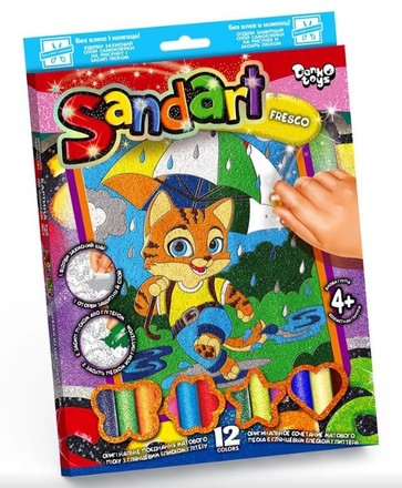 Набір для творчості Danko Toys фреска з кольорового піску SandArt Котик під парасолькою (SA-02-04U)