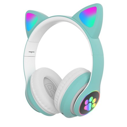Беспроводные наушники Cat Ear с кошачьими ушками и LED-подсветкой мятные (STN-28TF)