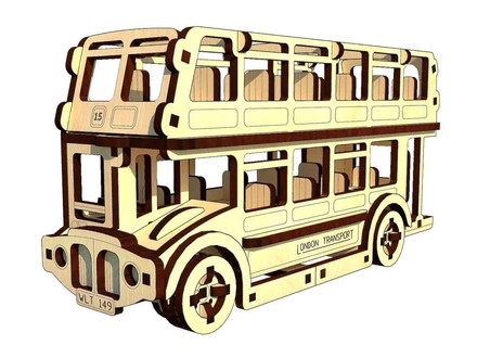 3D Пазлы PAZLY деревянный конструктор Лондонский двухэтажный автобус 121 дет (OPZ-028)