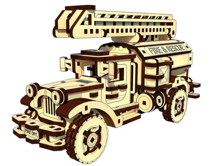 3D Пазлы PAZLY деревянный конструктор Пожарное авто 230 деталей (UPZ-015)