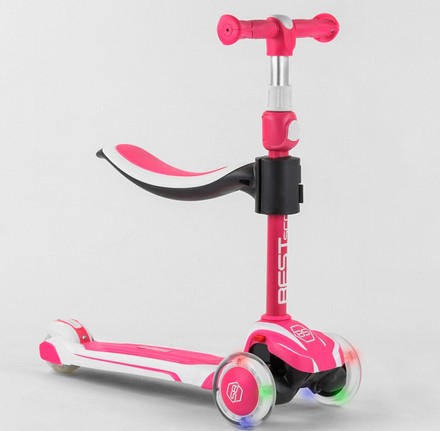 Самокат дитячий Best Scooter з сидінням рожевий (JS-41008/63204)