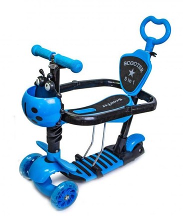 Самокат дитячий Scale Sports Smart Scooter 5 in 1 З бортиком Божа корівка синій (956612321)
