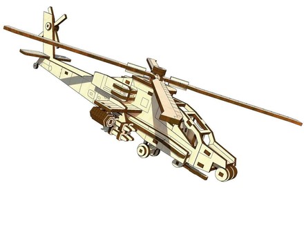 3D Пазлы PAZLY деревянный конструктор Вертолет 119 дет (OPZ-006)