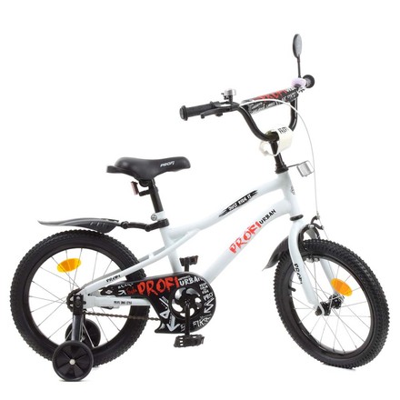 Велосипед двоколісний PROFI Urban SKD75 16" матовий білий з допоміжними колесами (Y16251-1)