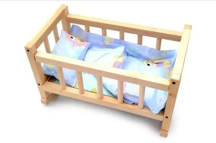 Ліжко-колискова Graisya для ляльки дерев'яне + постіль Вінні Пух (ВП-002/1)