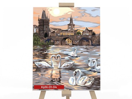 Картина для рисования по номерам Danko Toys Белые лебеди 40х50см (KPN-01-04U)