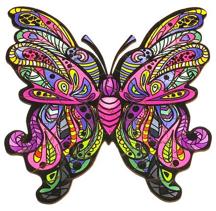 Пазлы деревянные PuzzleOK фигурные 103 эл. Красочная бабочка (PuzA3-01235)