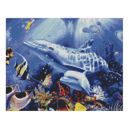 Картина по номерам с алмазной мозаикой Стратег Два дельфина 40х50см (FA11051)