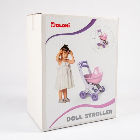 Тележка DOLONI для куклы с люлькой серо-розовая (0121/04)