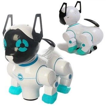 Интерактивная игрушка роботизированная собачка со свето-звуковыми эффектами с подвижными элементами 20 см голубой (8201ABL)