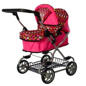 Коляска MELOGO для куклы с корзиной универсальная (9680W-PNS)