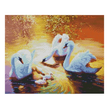 Картина по номерам с алмазной мозаикой Стратег Лебеди на закате в пруду 40х50см (FA20142)