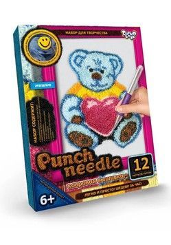 Килимова вишивка Danko Toys Punch Needle Ведмедик із серцем (рос.) (PN-01-06)