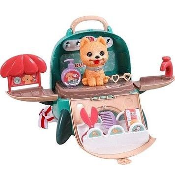 Игрушечный набор Походный рюкзак грумера с животным зеленый (TL1115GR)