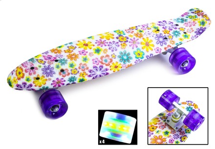 Пенниборд Penny Board Print LED Violet Flowers Ромашка (PR30/1655323483)