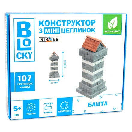 Будівельний набір Strateg BLOCKY Башта з міні-цеглинок 107 ел (31022)