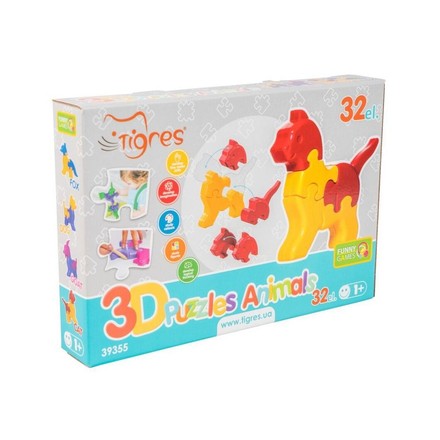 Пластиковый 3D пазл Tigres Животные 32дет. (39355)