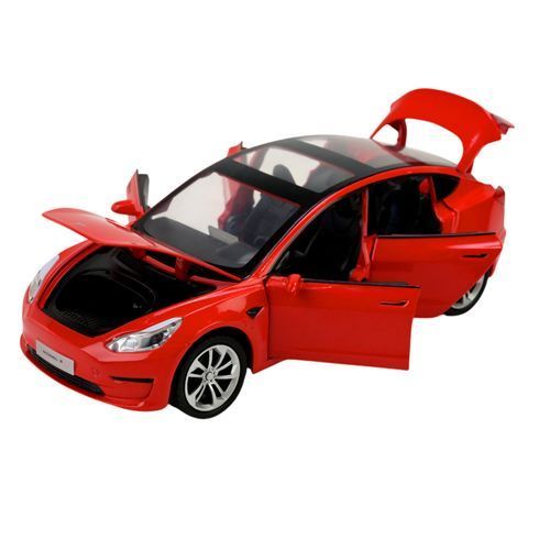 Іграшкова моделька Автопром Tesla model 3 масштаб 1:24 із світло-звуковими ефектами металева червона (AP7728RD)