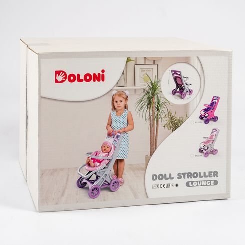 Тележка DOLONI для кукол и пупсов шезлонг розово-фиолетовый (0122/02)