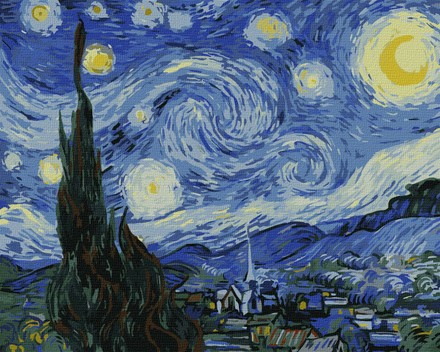 Картина-раскраска Идейка по номерам Звездная ночь - Винсент Ван Гог (KHO2857)