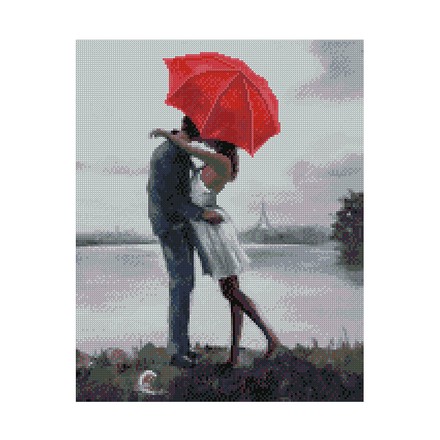 Картина по номерам с алмазной мозаикой Стратег Влюбленная пара под зонтиком 50х40см (FA10563)
