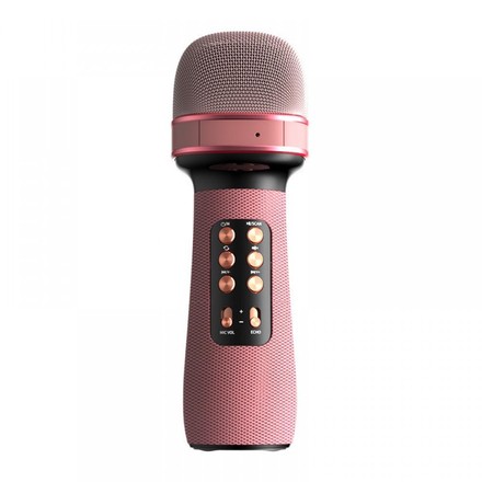 Микрофон караоке Bluetooth подключение FM-режим розовый (WS-898PN)
