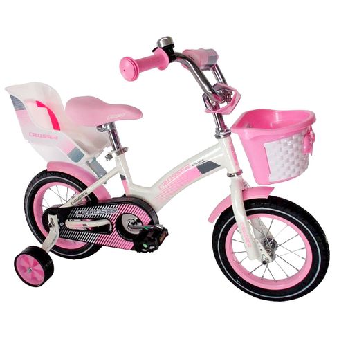 Велосипед дитячий Crosser Kids Bike 12 дюймів біло-рожевий (KBC-3/12WPN)