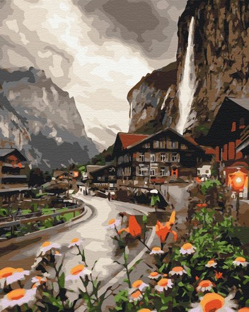 Картина для малювання за номерами Brushme Містечко у Швейцарії 40х50см (BS36527)