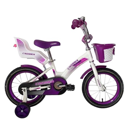 Велосипед детский Crosser Kids Bike 12 дюймов бело-фиолетовый (KBC-3/12WVT)