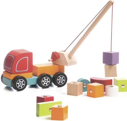 Деревянная игрушка Cubika Машинка Авто-кран (13982)