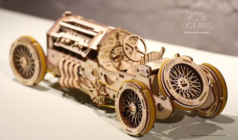 Механічний 3D пазл UGEARS Спорткар U-9 Гран-прі (70044)