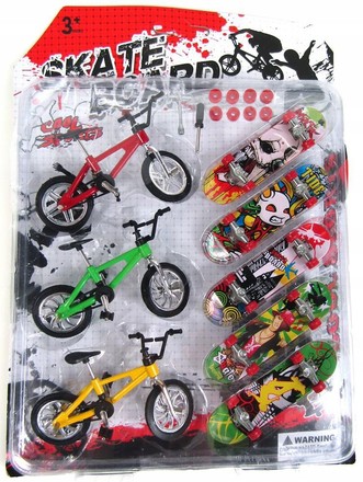 Набор пальчиковых скейтбордов с мини велосипедами с инструментами и комплектом колес (NO2356V/R31-2).