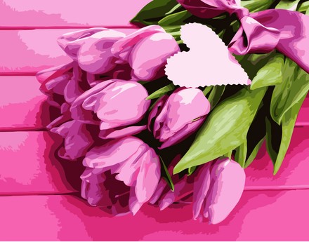Картина для рисования по номерам Стратег Розовые тюльпаны 40х50см (VA-0551)