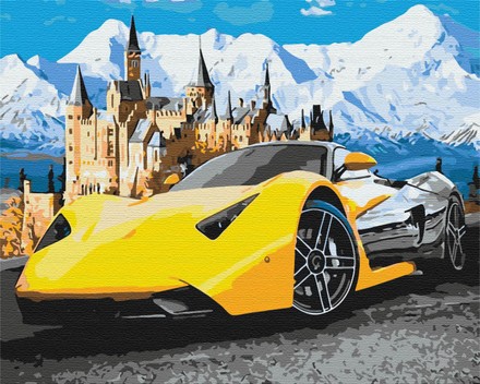 Картина для малювання за номерами Brushme Lamborghini біля замку 40х50см (BS28723)