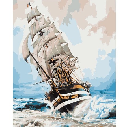 Картина для малювання за номерами Стратег Корабель на хвилях 40х50 (VA-2506)