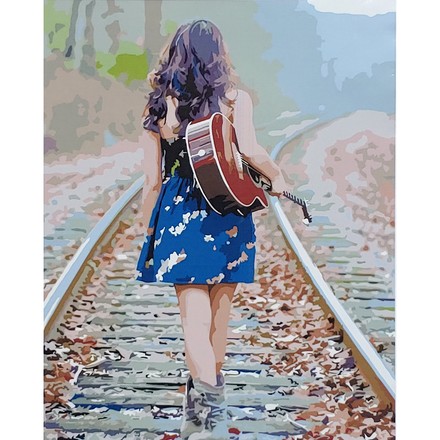Картина-раскраска по номерам Strateg Девушка с гитарой 40х50 (SY6765)