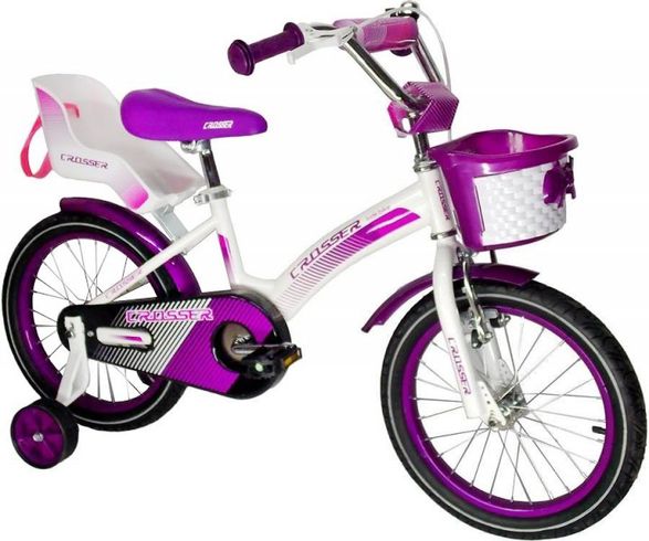 Велосипед детский Crosser Kids Bike 14 дюймов бело-фиолетовый (KBC-3/14WVT)