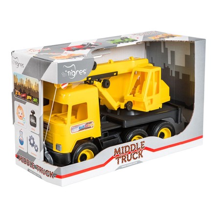 Игрушка детская Tigres Middle truck Кран в коробке желтый (39491)