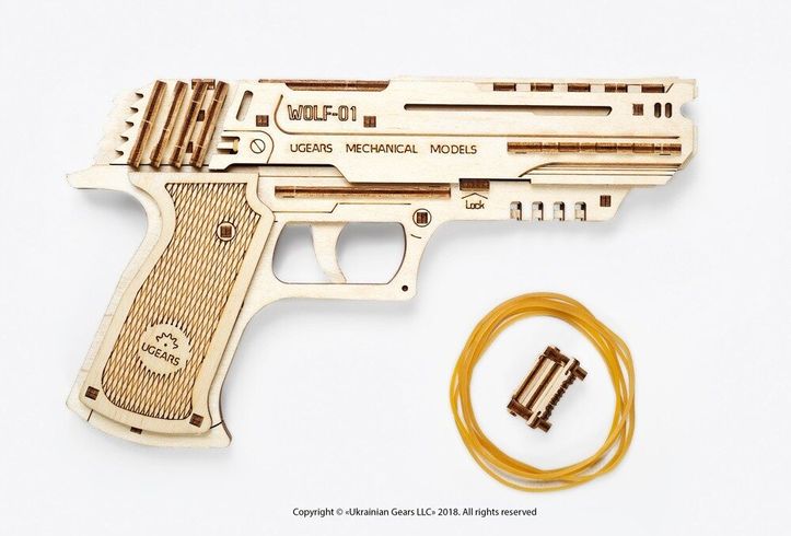 Механічний 3D пазл UGEARS Пістолет Вольф-01 (70047)
