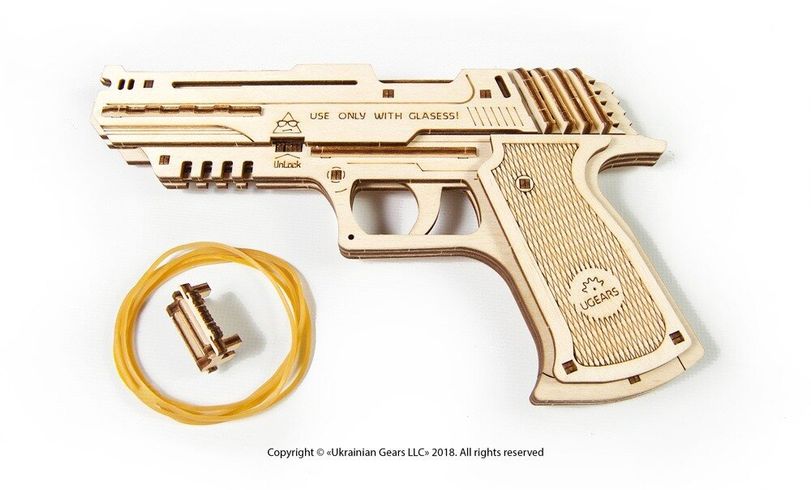 Механический 3D пазл UGEARS Пистолет Вольф-01 (70047)
