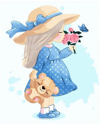 Картина для малювання за номерами Стратег Маленька дівчинка у блакитній сукні 30х40см (SV-0091)