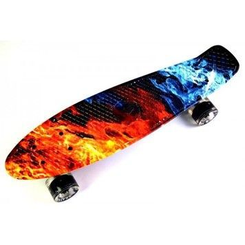 Пениборд Penny Board FISH Огонь и лед с подсветкой колес (833333694)