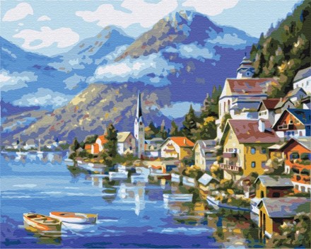 Картина для рисования по номерам Brushme Деревня у подножья горы 40х50см (BS6936)