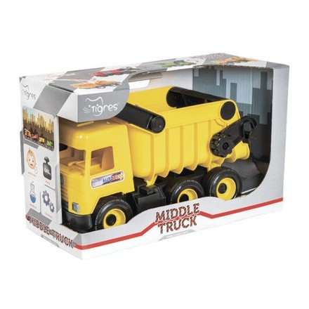 Іграшка дитяча Tigres Middle truck самоскид в коробці жовтий (39490)