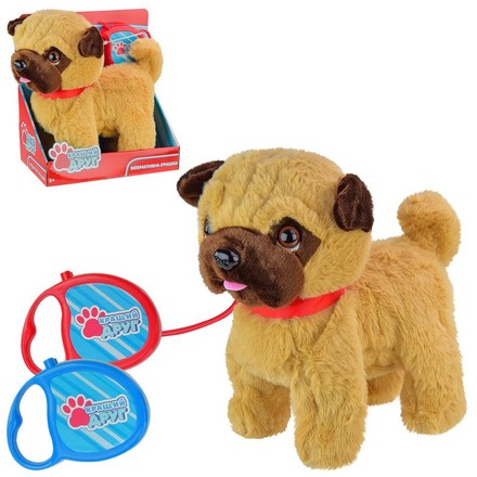 Интерактивная детская игрушка Лучший друг собачка Мопс на поводке (ассорт.) (PL82011)