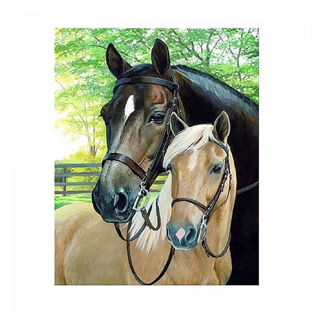 Картина по номерам с алмазной мозаикой Стратег Две лошади в парке 40х50см (FA40432)