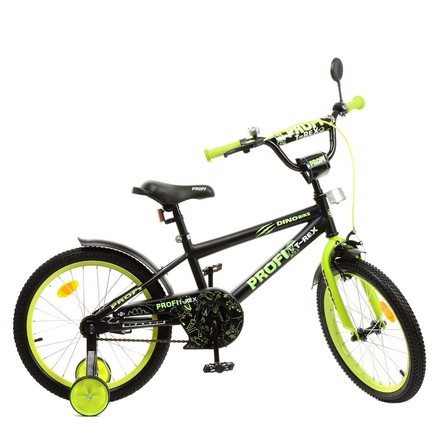 Велосипед двоколісний PROFI Dino SKD75 матовий чорно-салатовий з допоміжними колесами (Y1871-1)