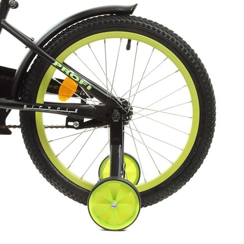 Велосипед двухколесный PROFI Dino SKD75 матовый черно-салатовый со вспомогательными колесами (Y1871-1)
