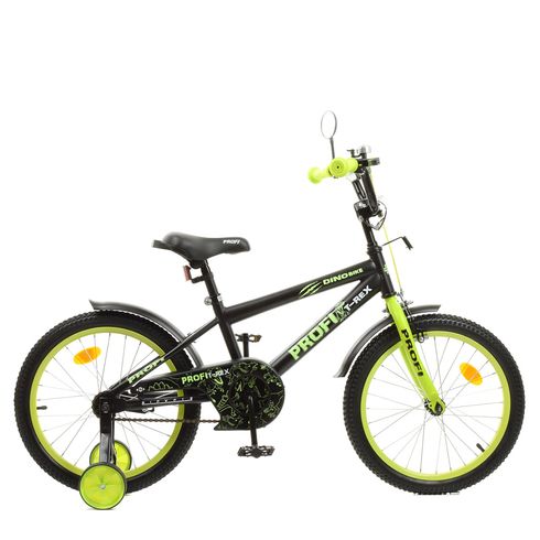 Велосипед двоколісний PROFI Dino SKD75 матовий чорно-салатовий з допоміжними колесами (Y1871-1)