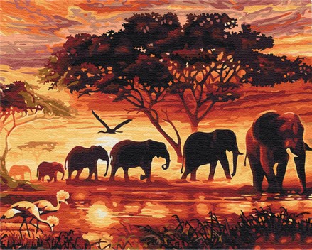 Картина за номерами Brushme Слони в савані 40х50 (BS5189)